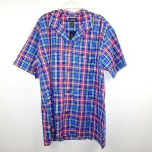 Polo Ralph Lauren Pajama Shirt Top Men's Size L Blue Button Front Short Sleeve